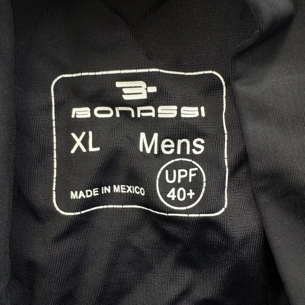 Bonassi Rash Guard Shirt Mens XL Black Long Sleeve UPF 40+ Swim Surf Scuba Dive